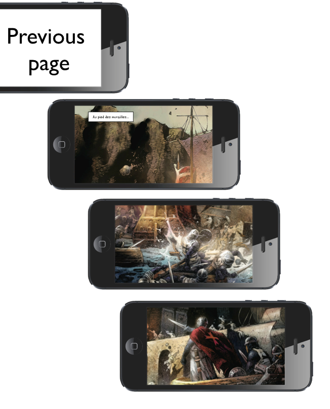 Series of images of a phone screen showing each region of the panel